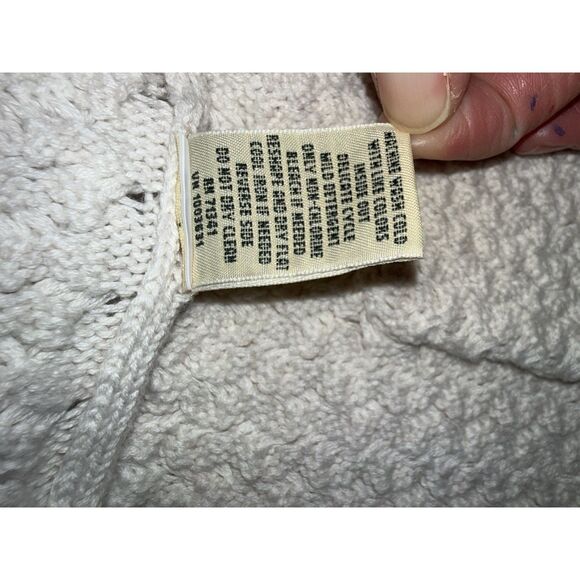 LL Bean Open Front Basketweave Knit Cardigan Womens Ivory Cream Cotton Cozy Med - Picture 11 of 16
